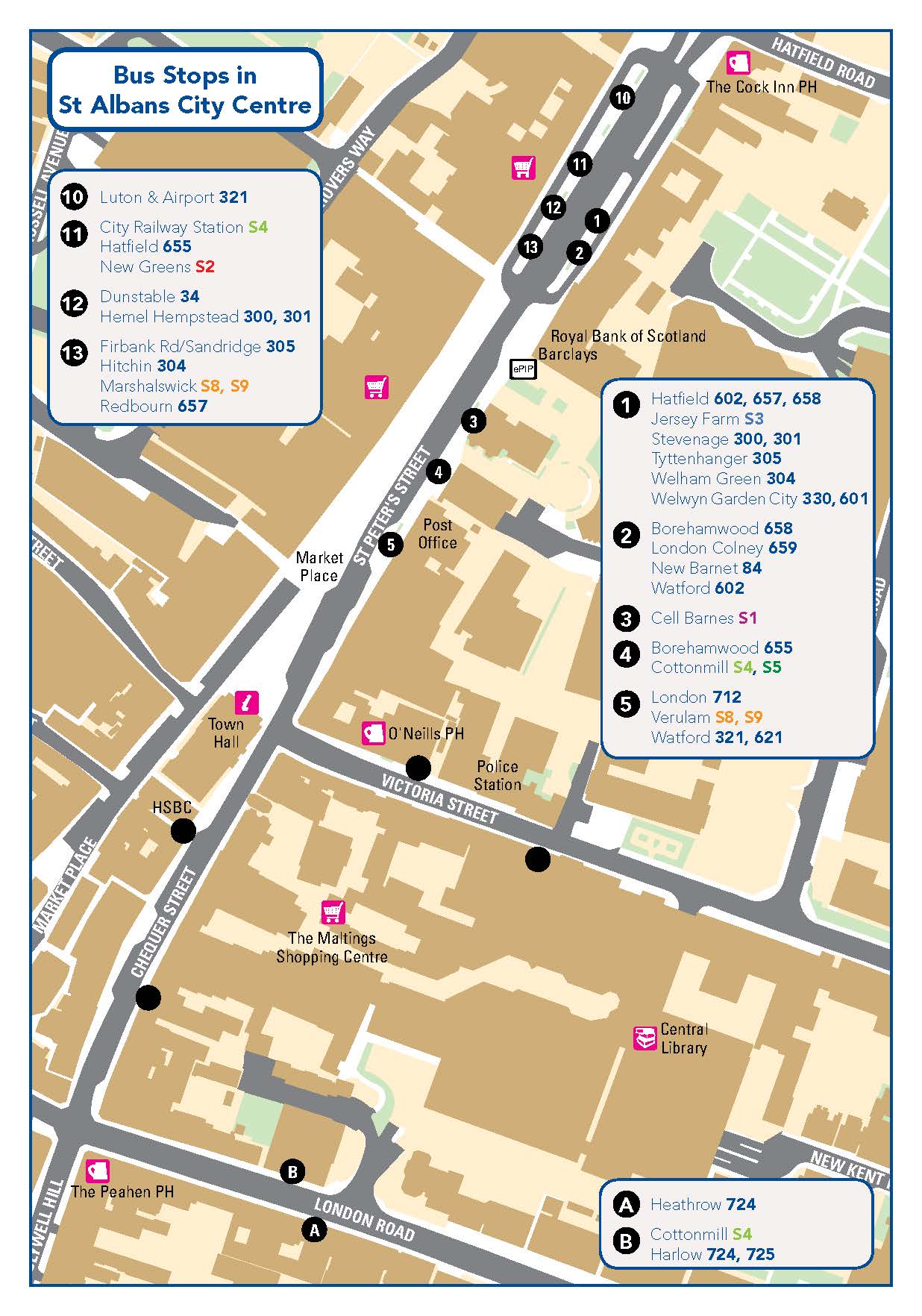 St Albans City Centre Boarding Map 